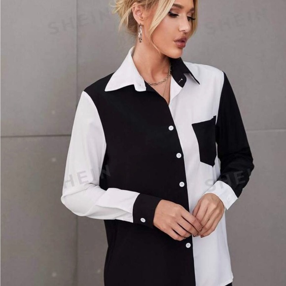 Colorblock Patch Pocket Shirt. Size L - Picture 2 of 7